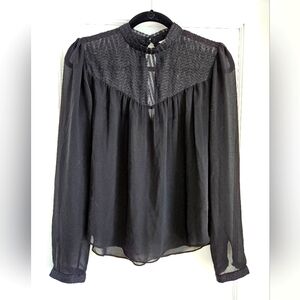 Dolce Vita Delicate Black See-through Blouse, Long Sleeve, Size M